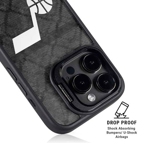 NBA Utah Jazz Black Rust iPhone 15 Pro Kickstand Case